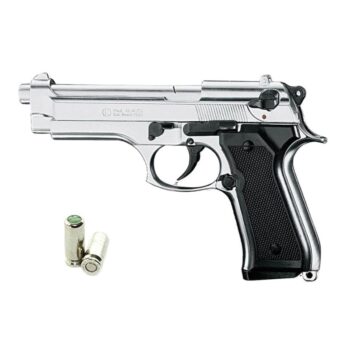 Pistola SCACCIACANI, A Salve, Bruni 92 Cal 9 mm NIKELATA Scacciacani Legale che non vanno denunciate + 50 cartucce